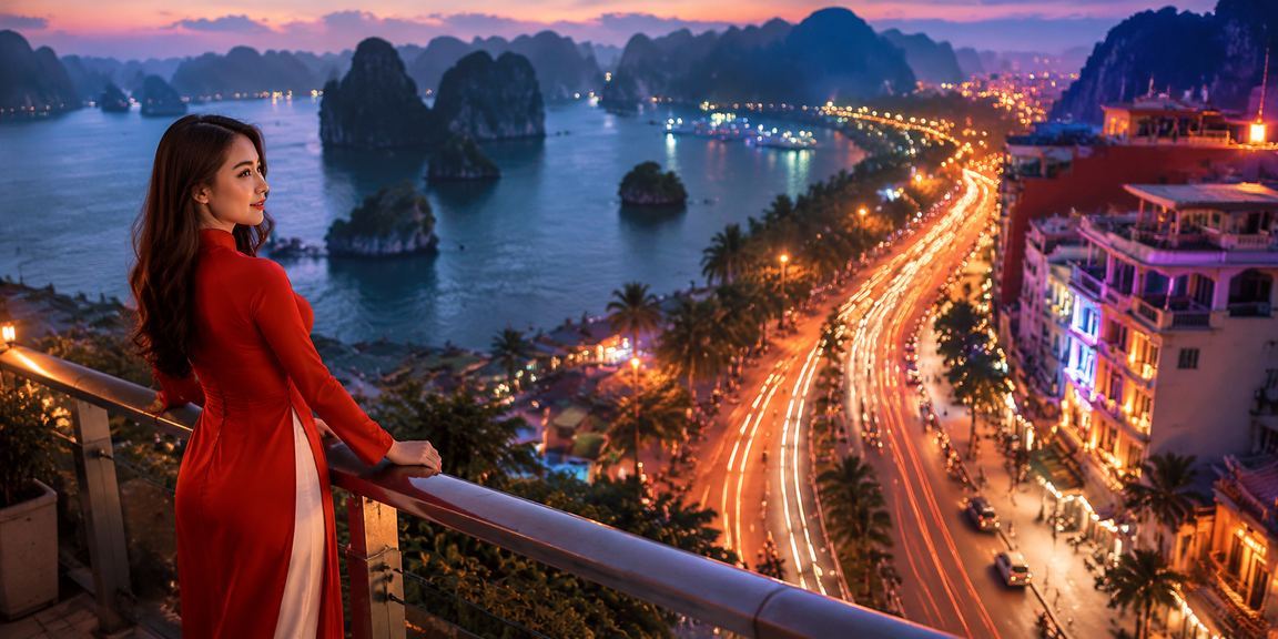 Trải nghiệm slot game tại Vịnh Hạ Long với trang phục áo dài truyền thống Việt Nam